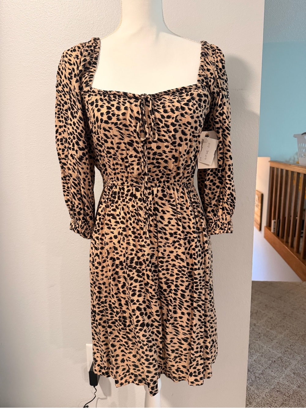 Billabong Beige and Black Animal-Print Midi Dress